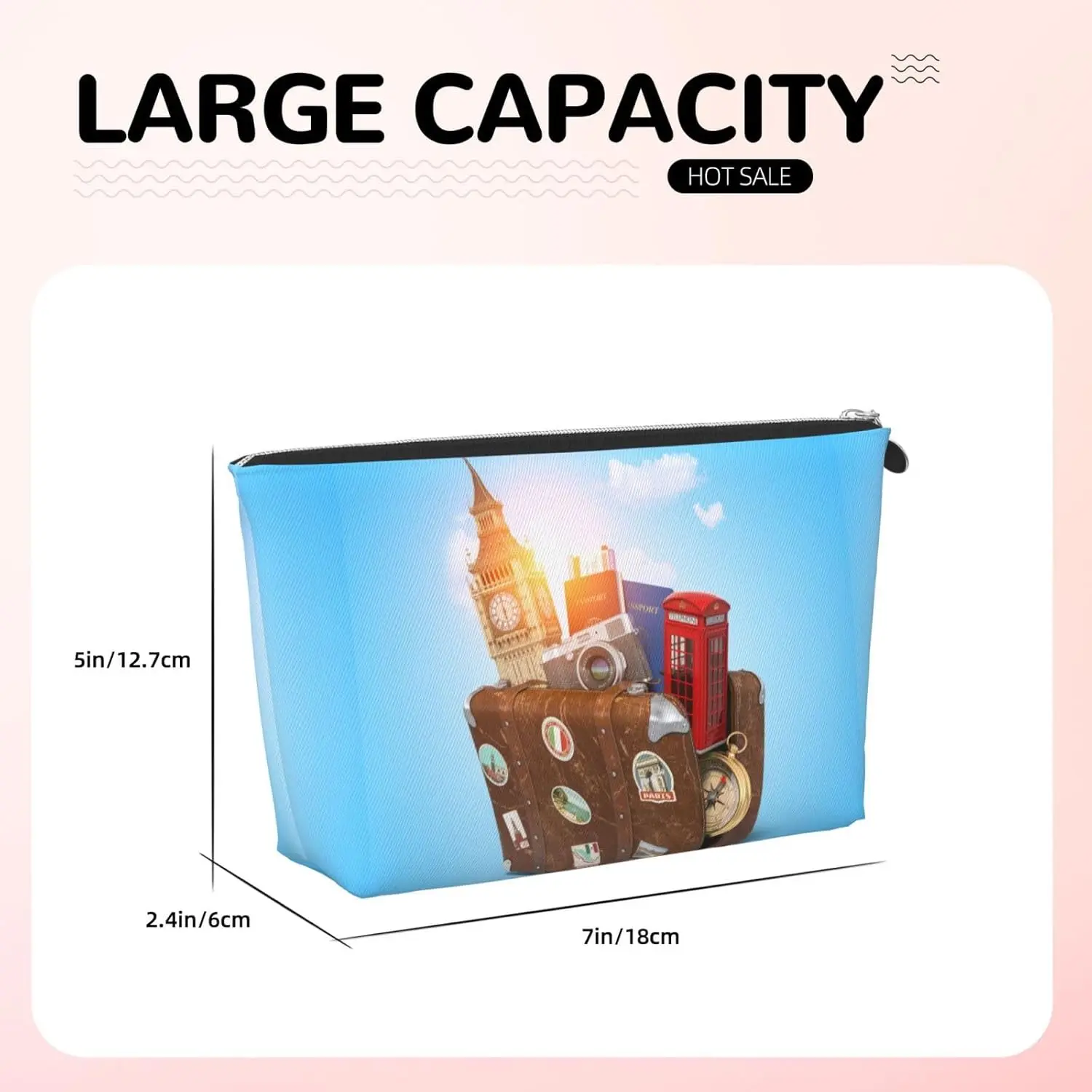 Косметичка Trip to London женские дорожные туалетные принадлежности кожаная