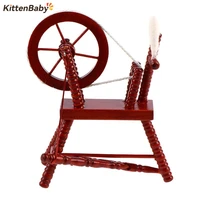 1pc 112 dollhouse retro miniature wooden spinning wheel doll house furniture accessories model 3 colors