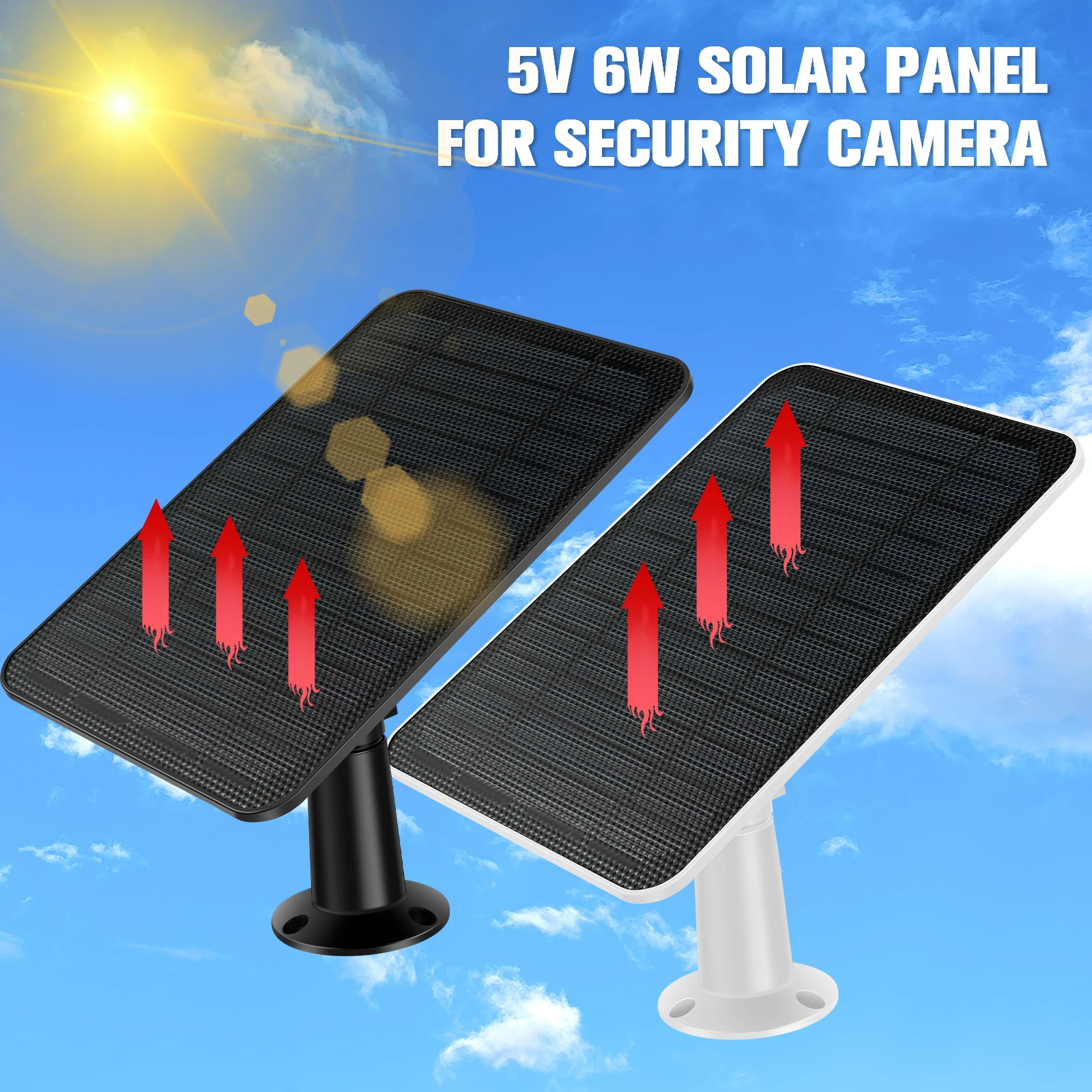 

Security Camera Solar Panel Compatible with 2C/2C Pro/2/2 Pro/E20/E40/E 5V 6W IP65 Waterproof Camera Solar Charging Board with