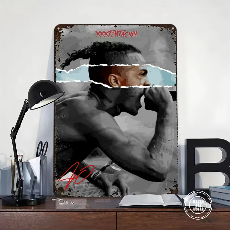 Фото Металлический 3D-постер с текстурой XXXTentacion для концертов, персонализированный, для декора стен, настенная табличка из жести для украшения стола, забавные вывески для комнаты, ретро-декор для мужской комнаты №2