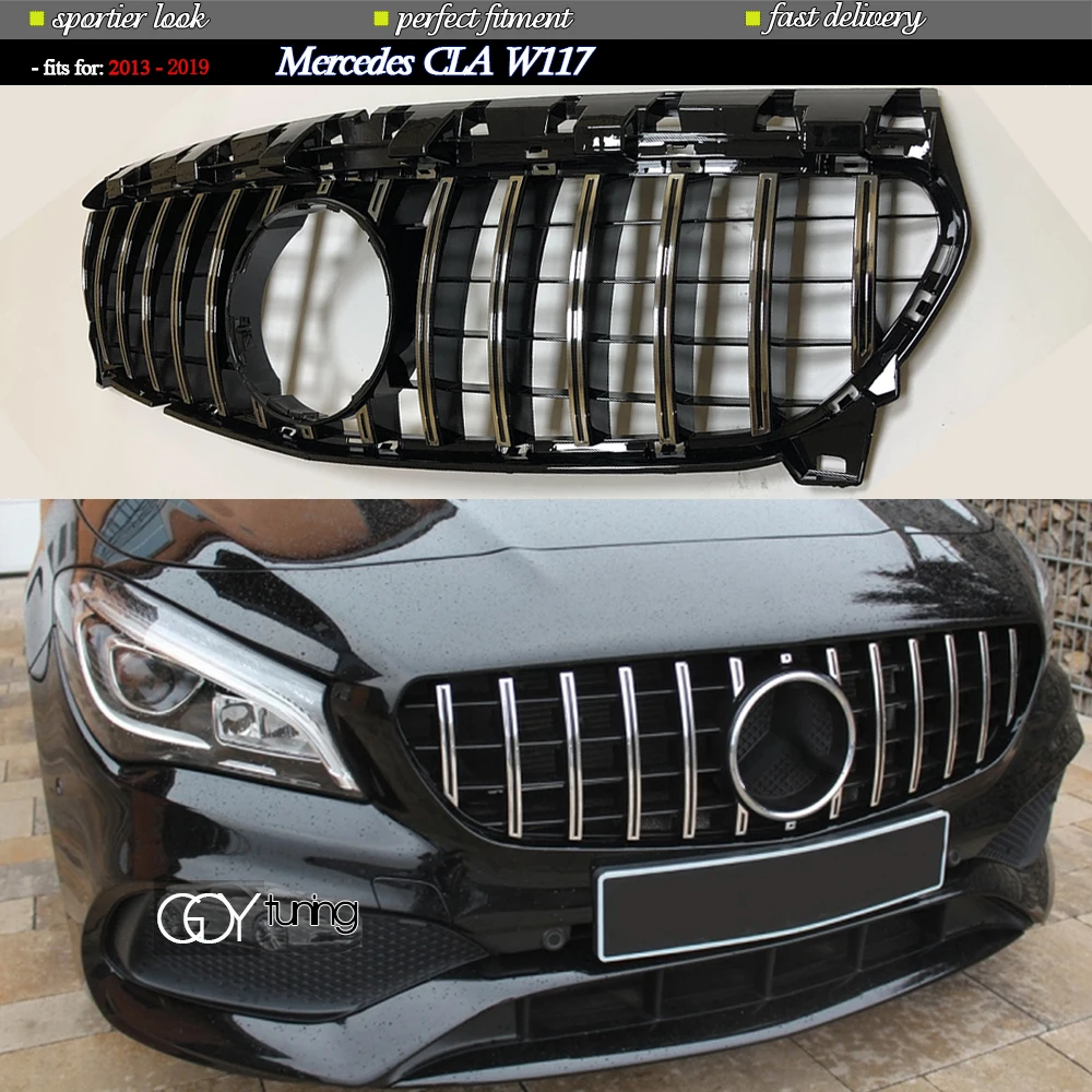 

Black Silver Replacement Front Bumper GTR Grille Fit For Mercedes CLA Class W117 C117 Coupe X117 Shooting Brake 2013 - 2018