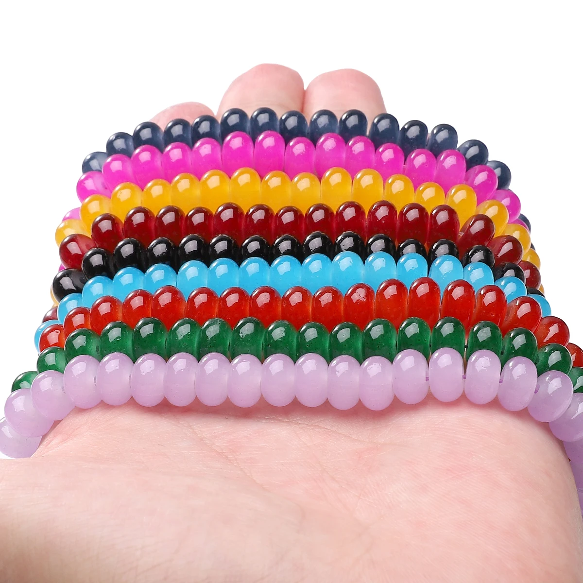 Стеклянные бусины с имитацией нефрита 8x5 мм 25/50 шт