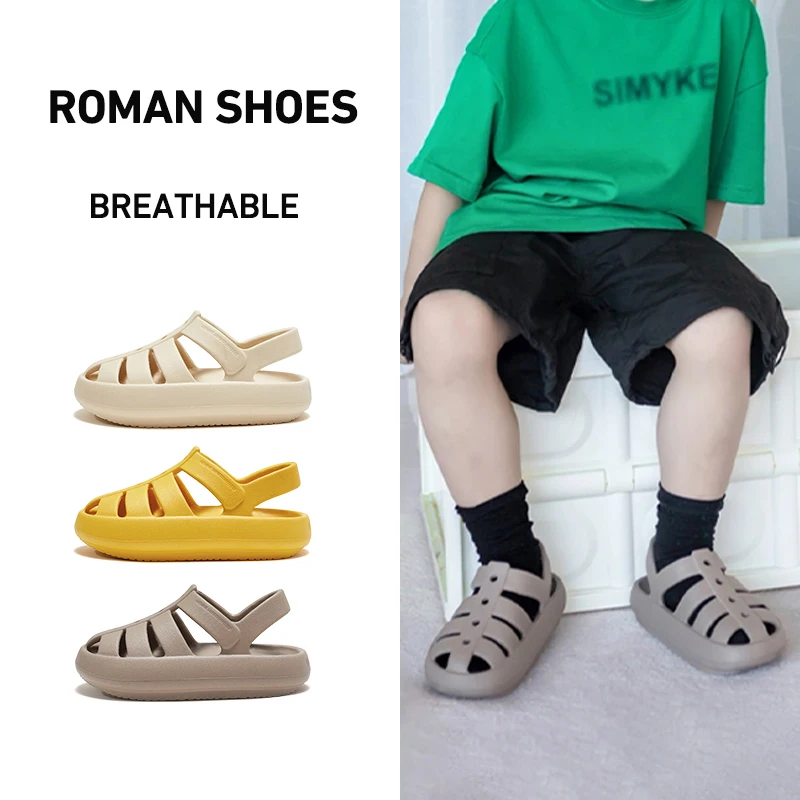 UTUNE-sandalias romanas para niños y niñas, zapatos de playa con cojín grueso, EVA, para exteriores, de 3 a 7 años, verano 2022