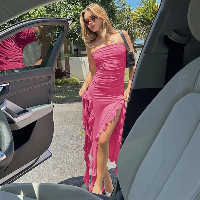 

Шелковое богемное кружевное платье, однотонное, страстное и сексуальное, без бретелек, элегантное, темпераментное платье миди