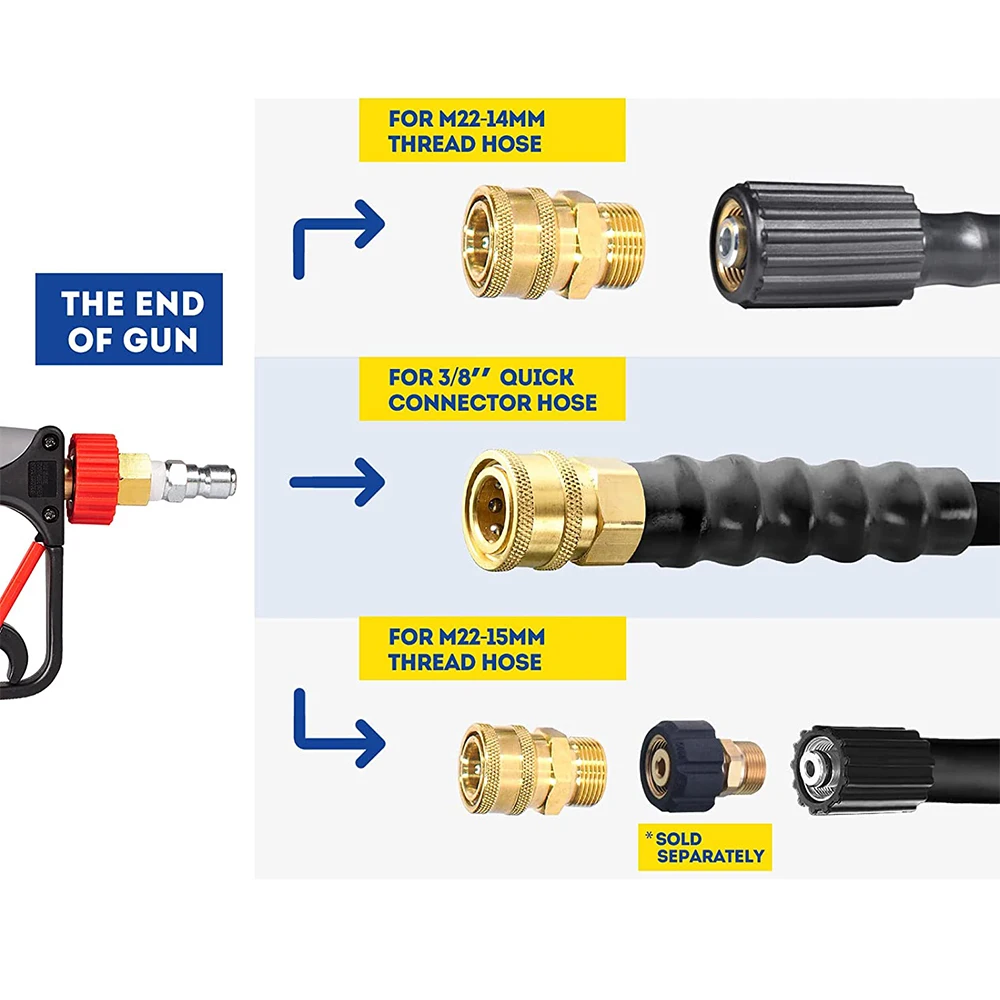 Быстроразъемный латунный шланг для мойки высокого давления M22 14-3/8 дюйма
