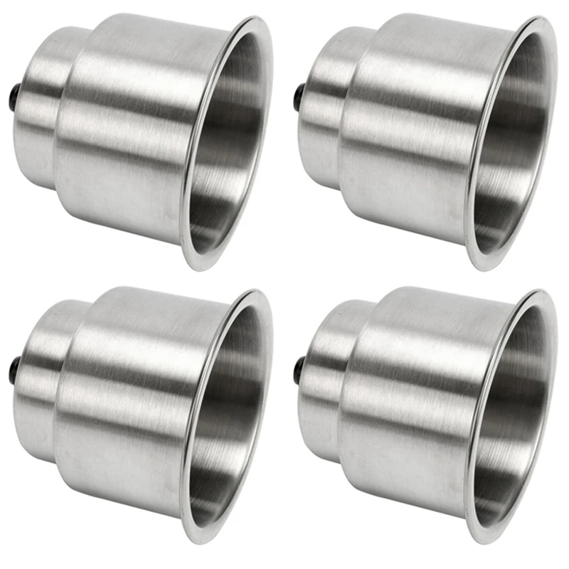 

4X Stainless Steel Cup Drink Holder Brushed With Drain Marine Boat Rv Camper