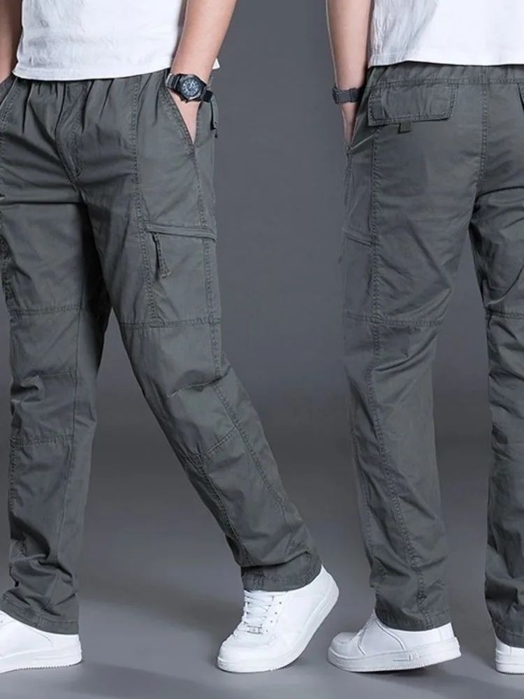 Men's Pants Spring Casual Plus size Sports Long Multi-Bag Loose Outdoor Overalls Trousers