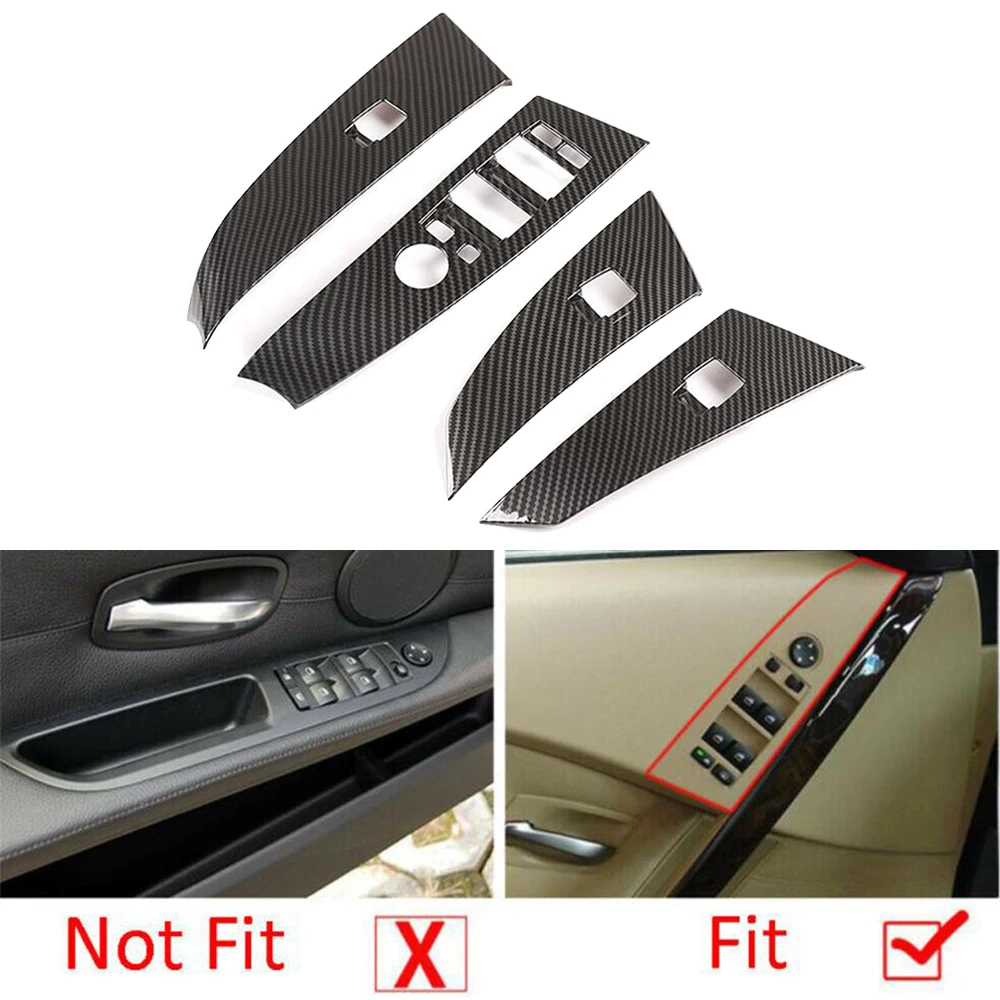 

Автомобильная клейкая лента, 1 комплект накладок для кнопок (включая 4 шт.), накладки на кнопки переключателя из углеродного волокна для BMW 5 с...
