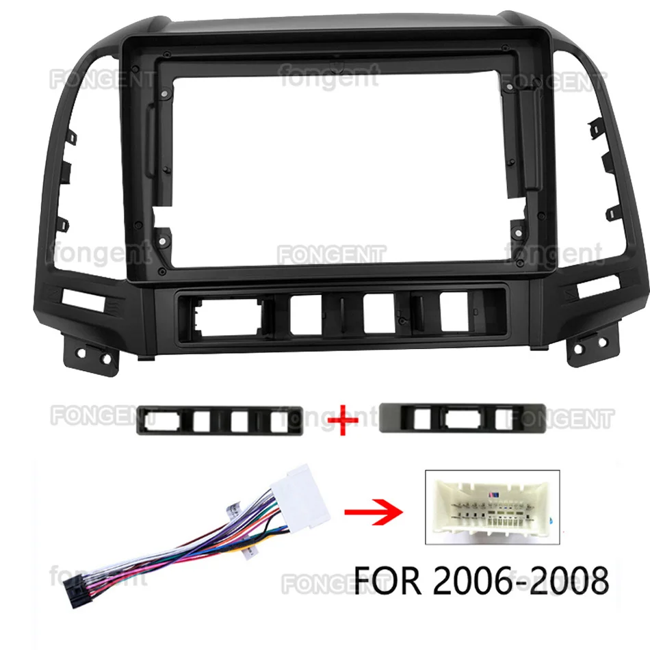 Установочный набор для автомобильной радиостанции 2DIN 9 дюймов с GPS, пластиковая фасция и кабель для HYUNDAI Santa Fe IX45 2006~2012.