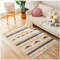 Flocked cotton linen rug tassels carpet House hand woven Bohemian floor mats Morocco Living room rugs bedroom Carpets Picnic mat