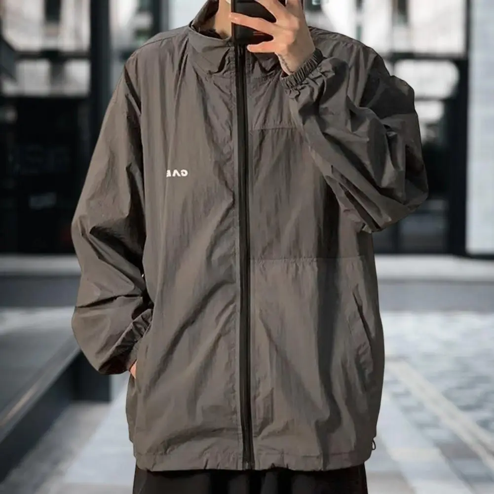 

Contrast Color Summer Sun Protection Coat Patchwork Long Sleeve Zipper Quick Dry Jacket Breathable Unisex Jacket for Travel