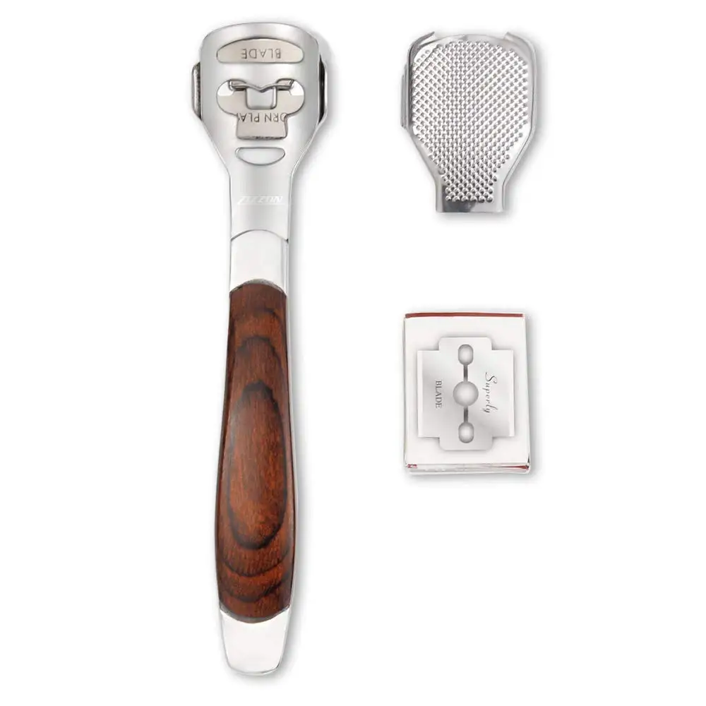 Hard Skin Remover Wood Handle 10 Blades Foot File Callus Remover Foot Rasp