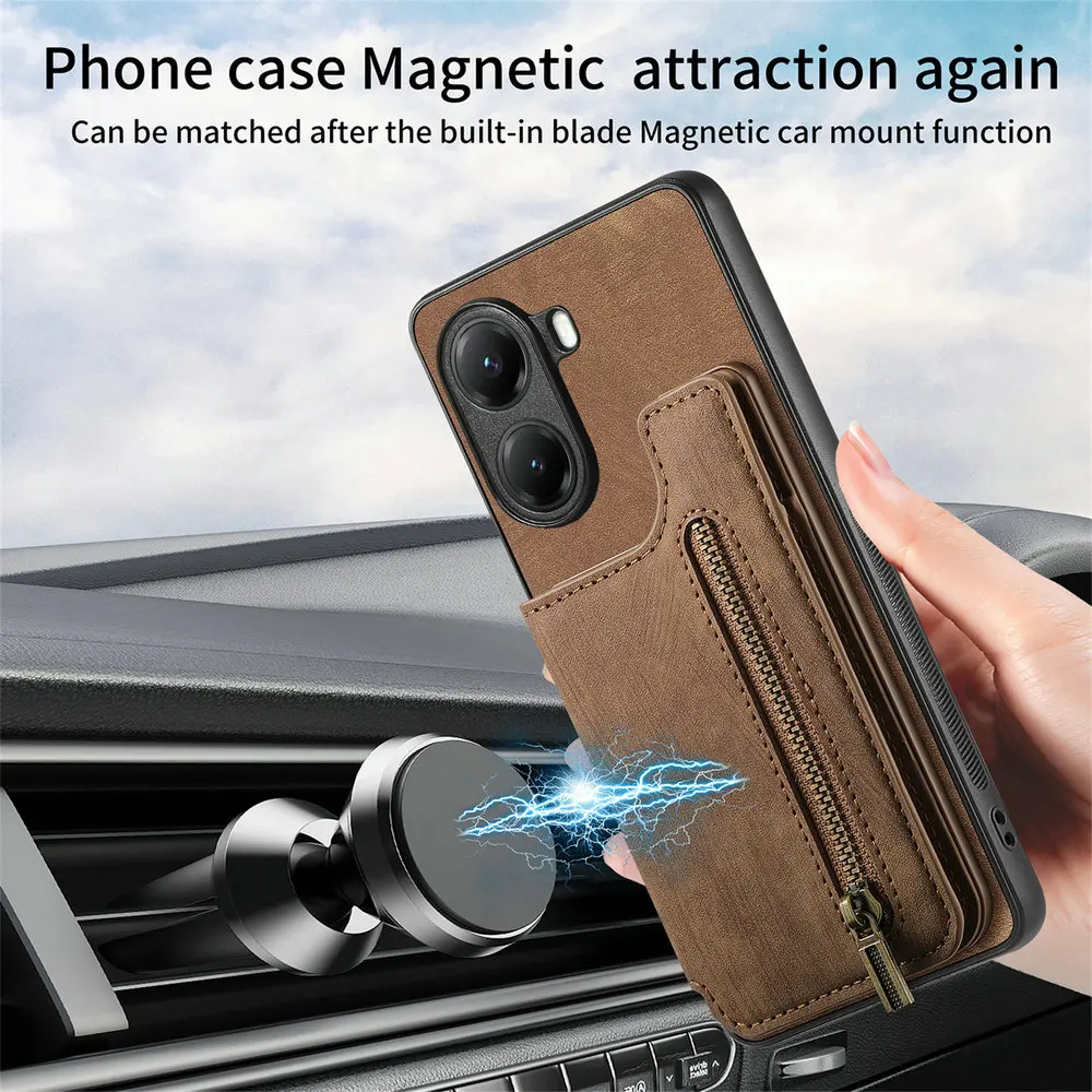 Фото Кожаный чехол-кошелек на молнии для Xiaomi Poco F8 Ultra, M8, X7, F7, M7, X6, F6, M6, X5, F5 Pro, Poco X3 NFC, M, F7, F3, M5s, C65 №2