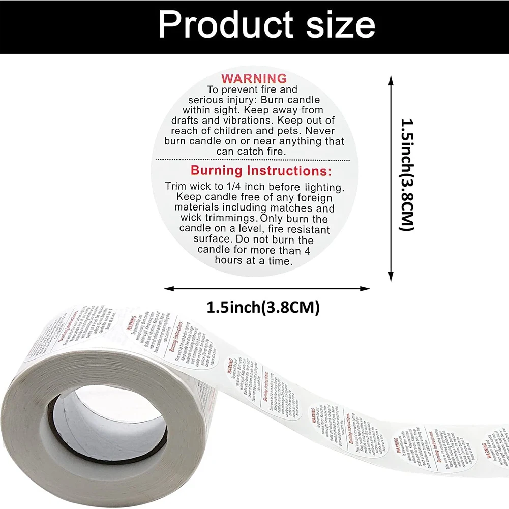 

1500 Candle Warning Labels, 3.81cm Candle Jar Container Stickers, Candle Safety Stickers for Candle Making