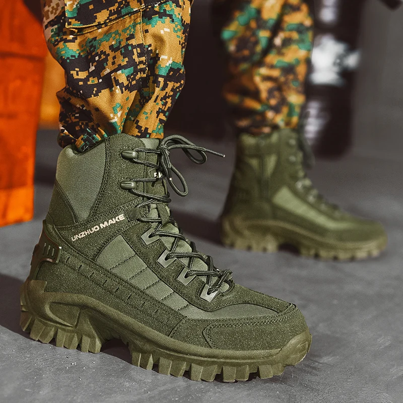 

2023 Men Military Tactical Boots Autumn Winter Waterproof Leather Army Boots Desert Safty Work Shoes Combat Ankle Boots