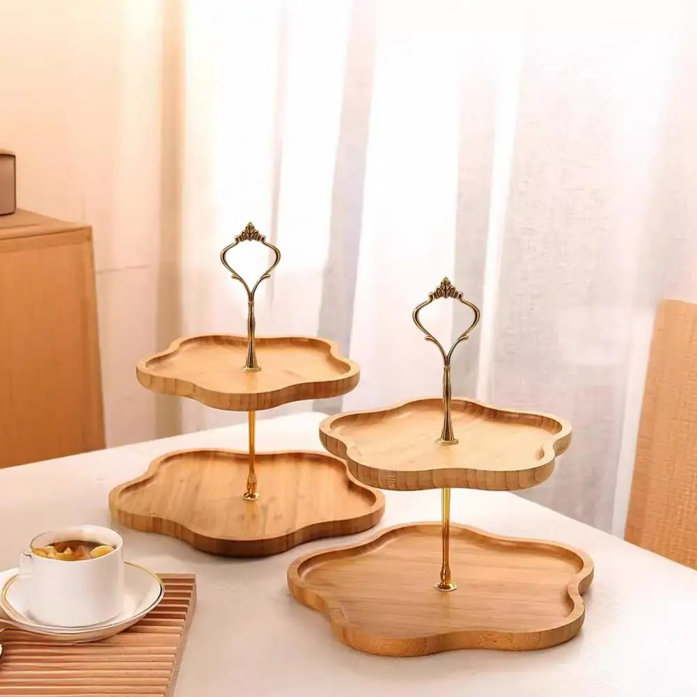 Бамбуковый деревянный сервировочный поднос многоуровневая тарелка с фруктами