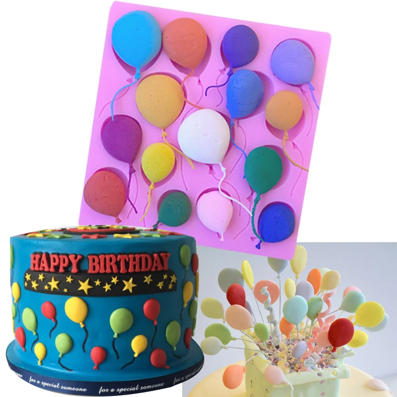

3D Balloon Cake Border Stencils Mold Birthday Party Fondant Chocolate Cupcake Candy Silicone Mould Cake Decorating Tools Kitchen