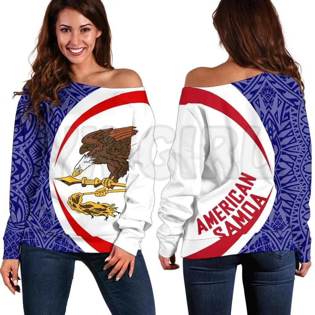 YX GIRL American Samoa 3D Printed Novelty Women Casual Long Sleeve Sweater Pullover