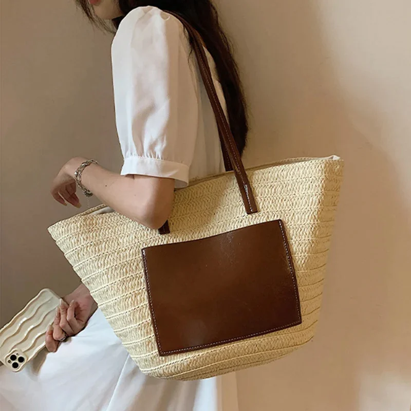 

Bohemia Women Weave Straw Tote Bag 2023 Summer New In Travel Beach Bags Female Handmade Big Handbag Shoulder Side Bags