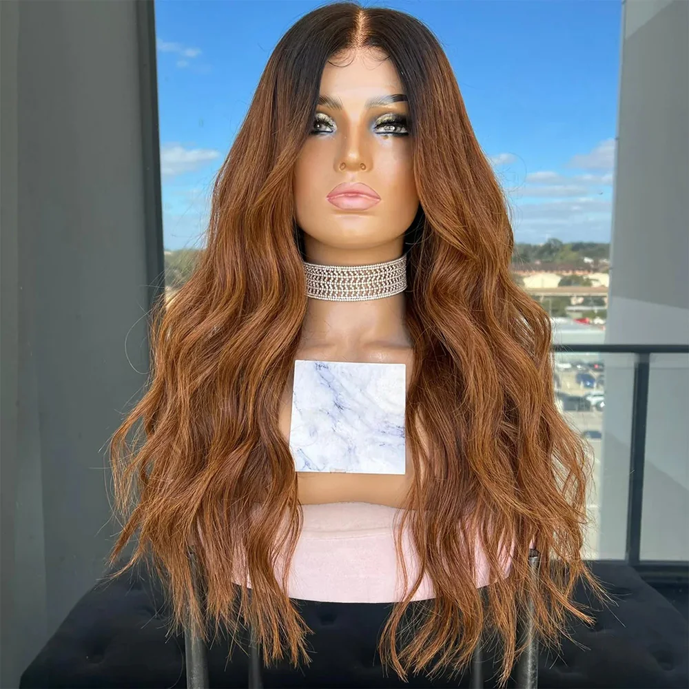 200 Density Color 13x4 Lace Front Human Hair Wigs Natural Wave Brazilian Remy Ombre Brown 4x4 Closure Wig Women T Part Wig 13x1