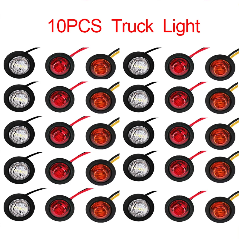 

10PCS Truck Trailer Side Marker 12V Universal Car Signal Brake Rear Warning Tail Light Led Turn Signal Lamps Accessories