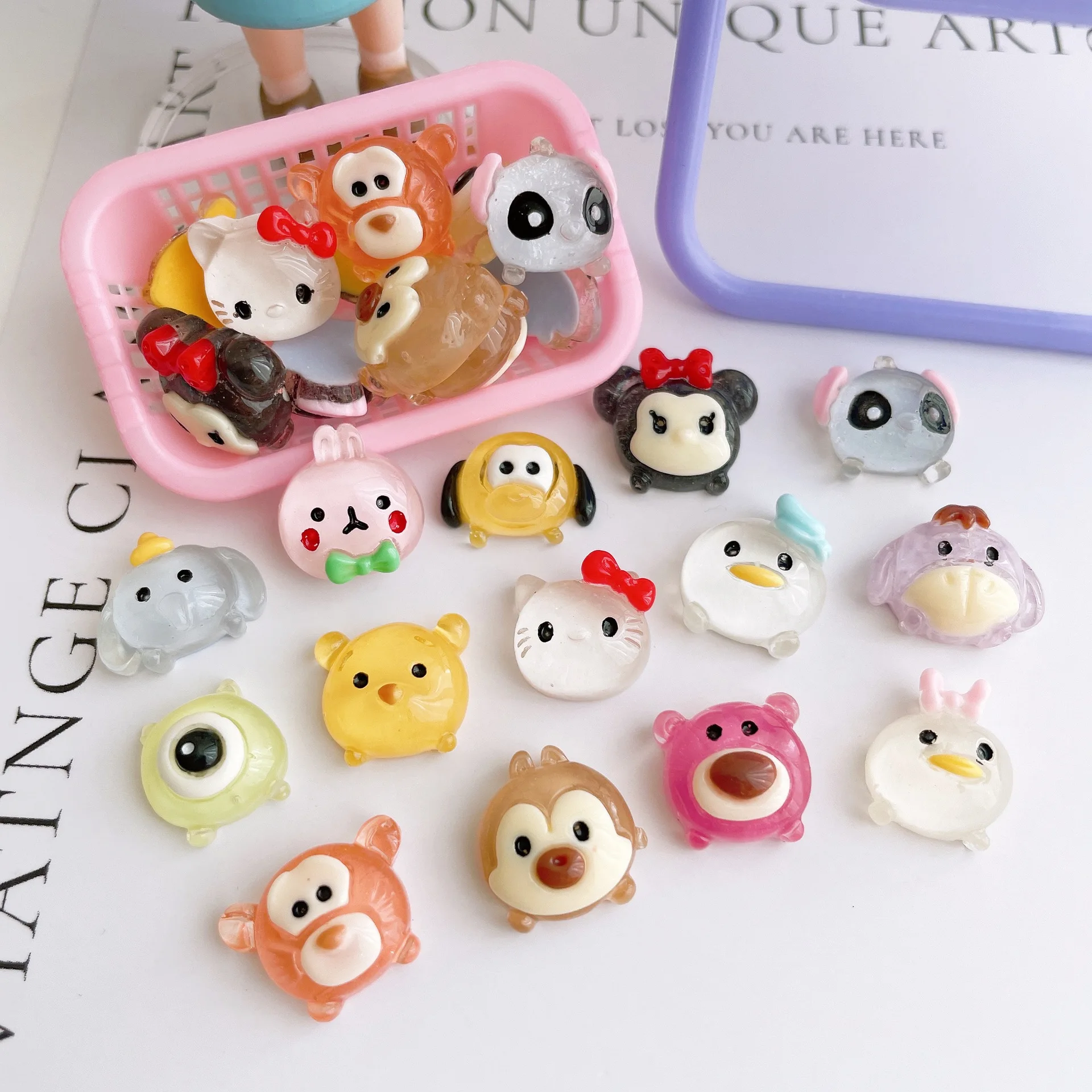 

10Pcs Disney Kawaii Tsum Minnie Mouse Donald Duck Transparent Cartoon Character Diy Resin Patch Nail Sticker Jewelry Accessories