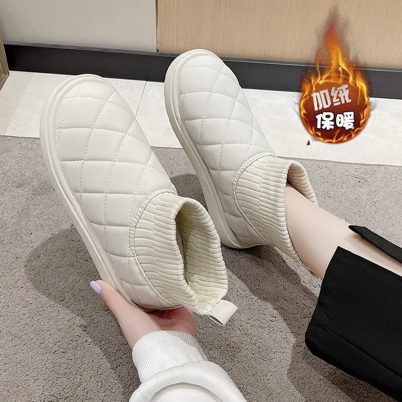 Новинка 2023 зимняя модная теплая хлопковая обувь без шнуровки Зимние ботильоны