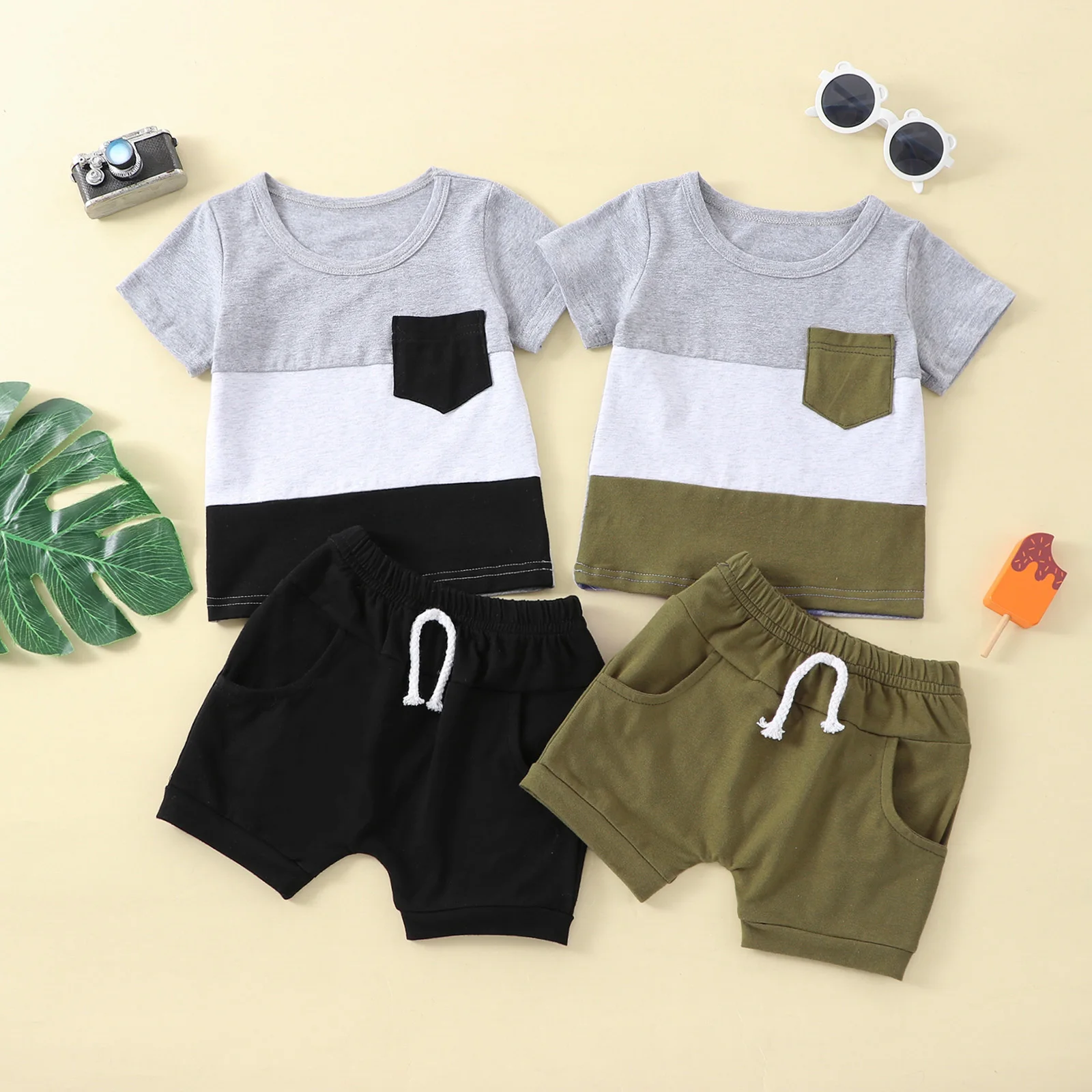 

Рубашка Lioraitiin для мальчиков 0-3 лет, летняя одежда из 2 предметов для малышей, свободная рубашка с нагрудным карманом и полосатым принтом, шорты с кулиской, 2023-02-10