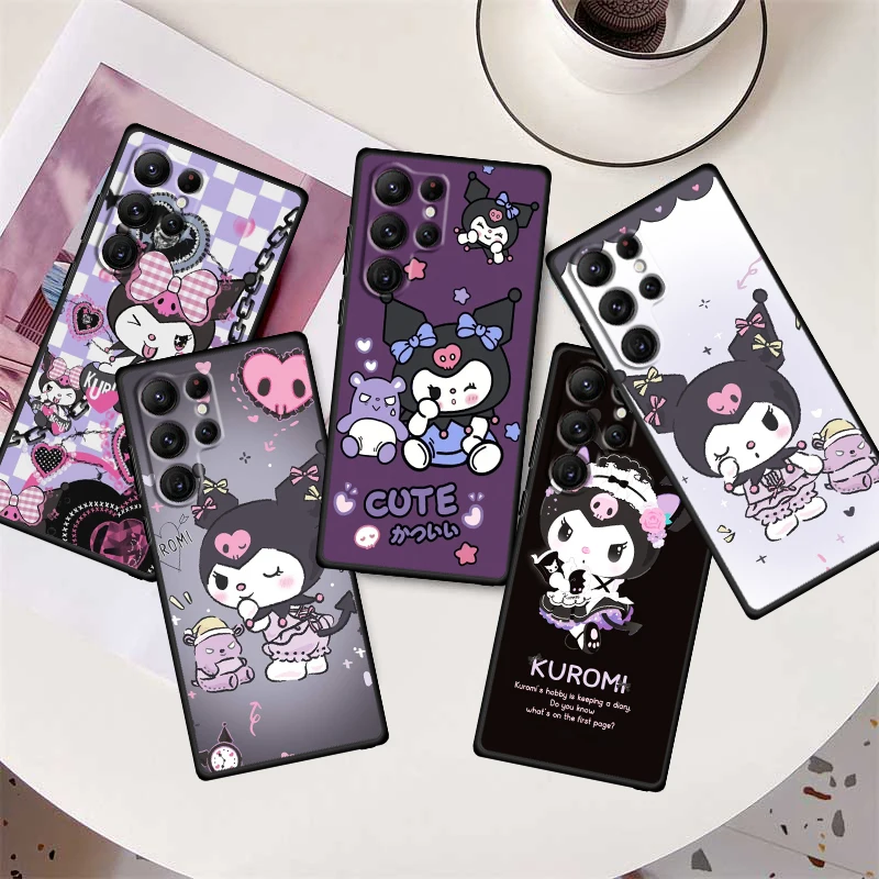

Sanrio Cartoon Kulomi Cute Phone Case For Samsung Galaxy S23 S22 S21 S20 FE S10 S10E S9 Plus Ultra Pro Lite 5G Black TPU FUnda