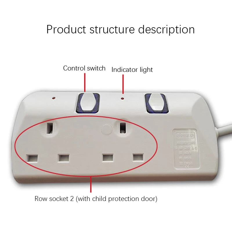2-ходовой удлинитель с переключателями портативный белый аксессуар питания для