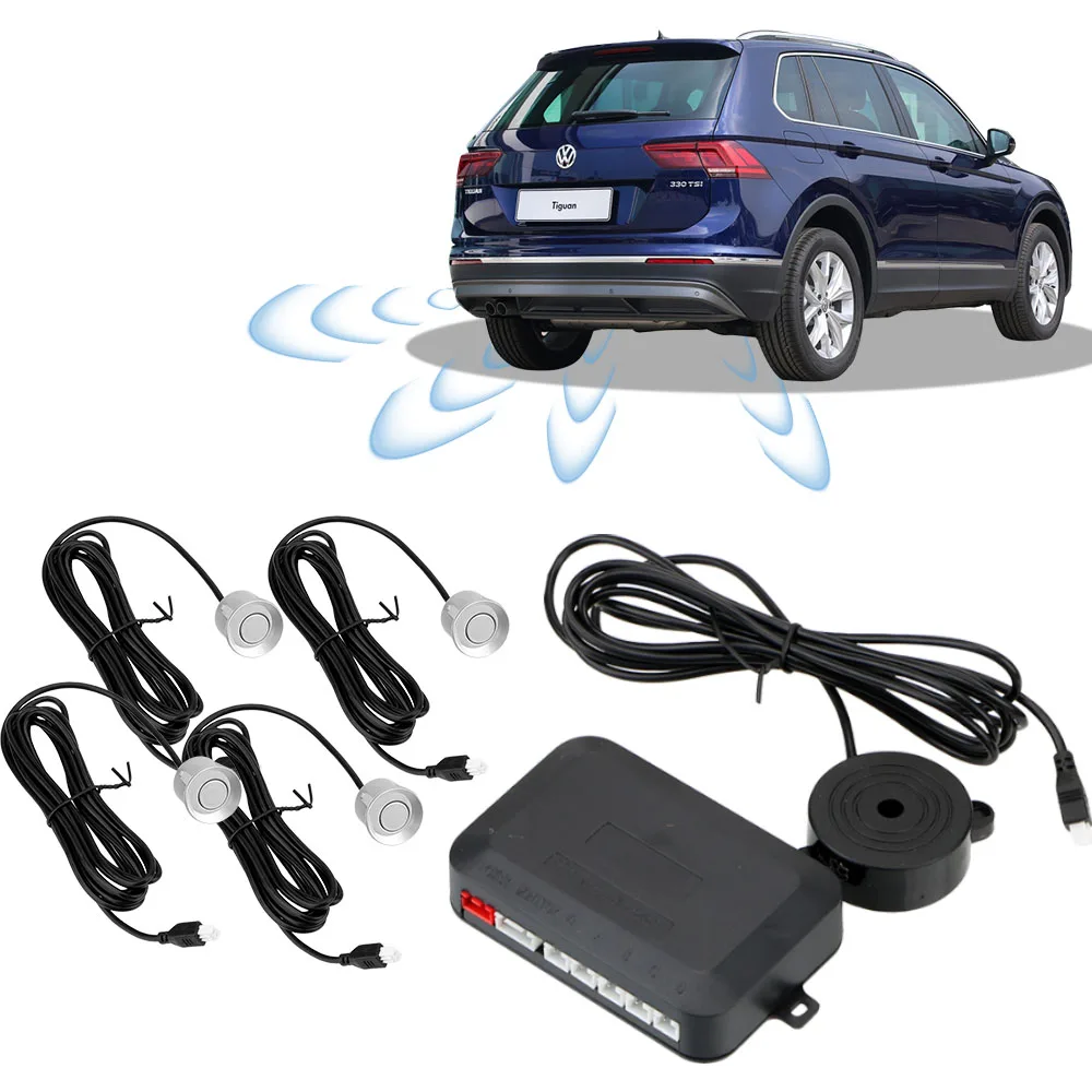 

Reverse Backup Radar Sound Alert Indicator Car Parking Sensor Kit 4 Sensors Buzzer Car Distance Detection System Probe System