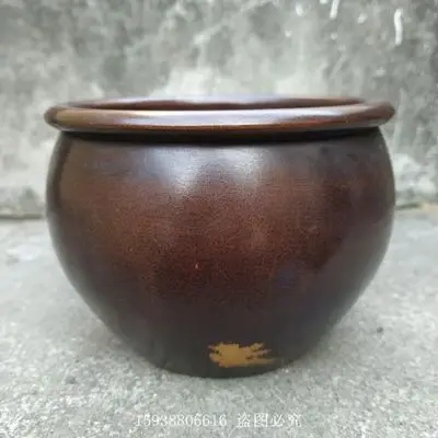 

Exquisite Antique Pure Brass Purple Leather Gold Large Golden Toad Copper Cylinder Ornament