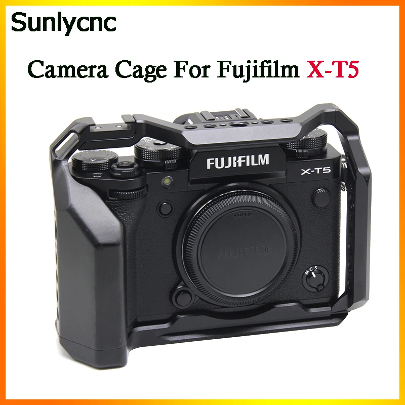 

XT5 Camera Cage For Fujifilm X-T5 DSLR Quick Release L Plate Bracket Extension Frame Stabilizer Rig with cold shoe wood grip