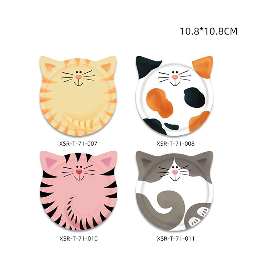 

Kawaii Cat Shape Wooden Cork Coasters Mat for Coffee Cups Ceramic Pad Table Drink Cup Coaster Office Bar Desk Decoration-4pcs