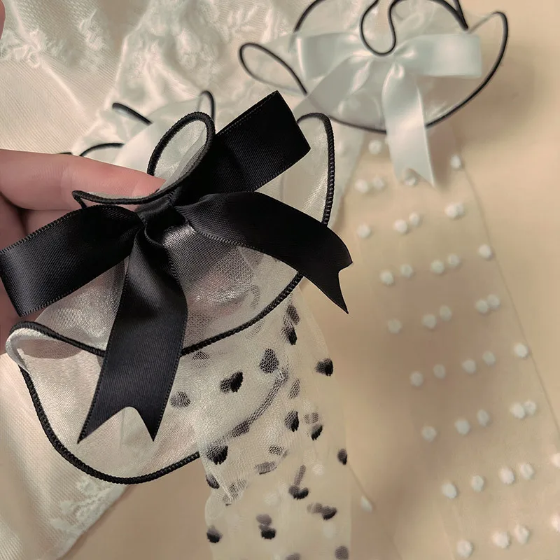 Children Girl Lolita Satin Lace Jacquard Socks.Kid Toddler Princess Bow Socks.Spanish Style Hollow Out Sock Sox 1-13T