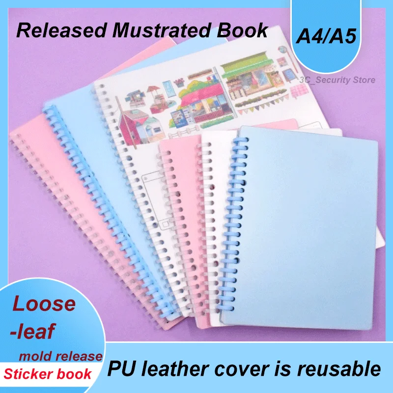 A4/A5 Size Sticker Collecting Album 40 Sheets PU Leather Cov