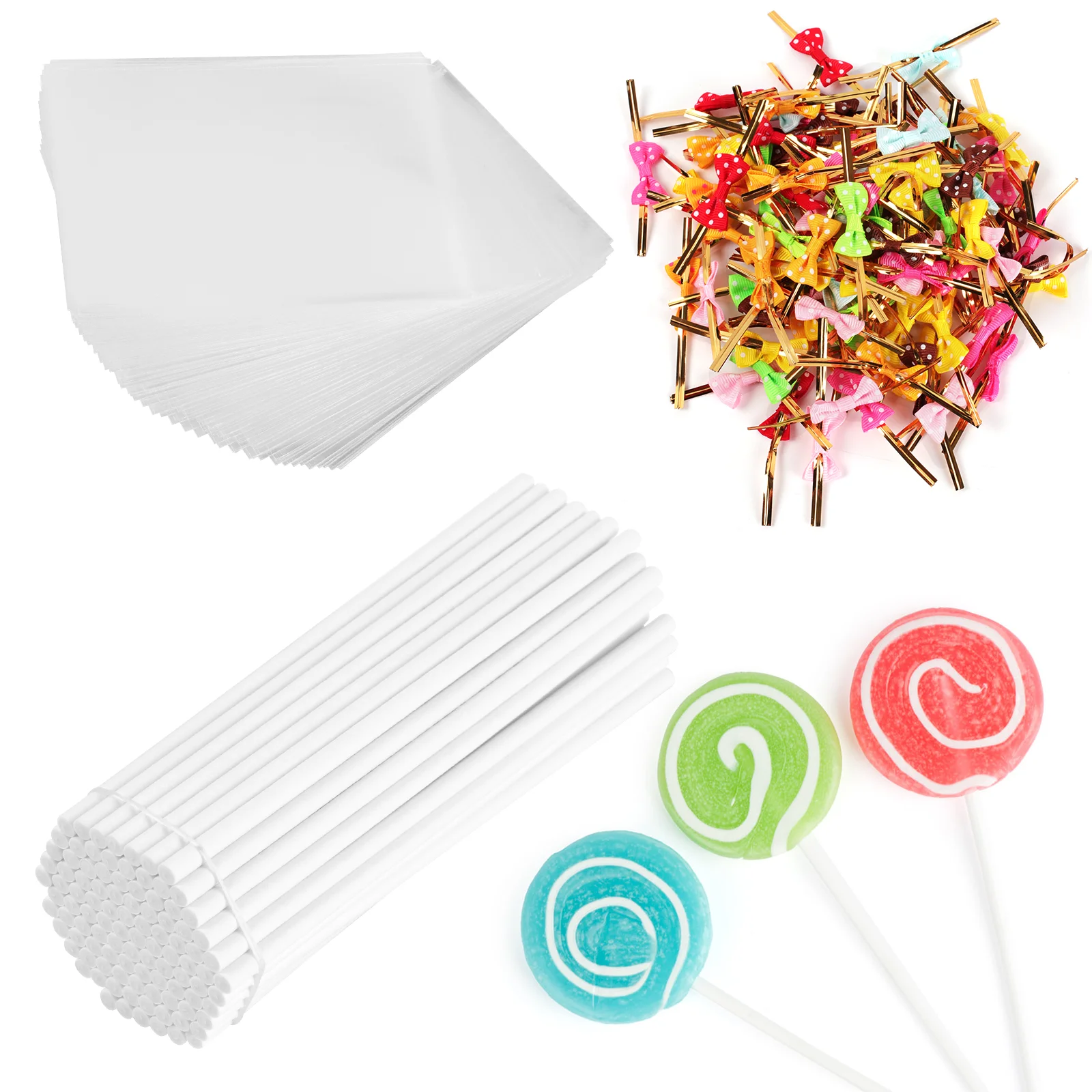 

300pcs Cake Pop Sticks Set for Making Lollipops Cake Pops Candies Chocolates and Cookies Cake Tools Set Plastic Straw