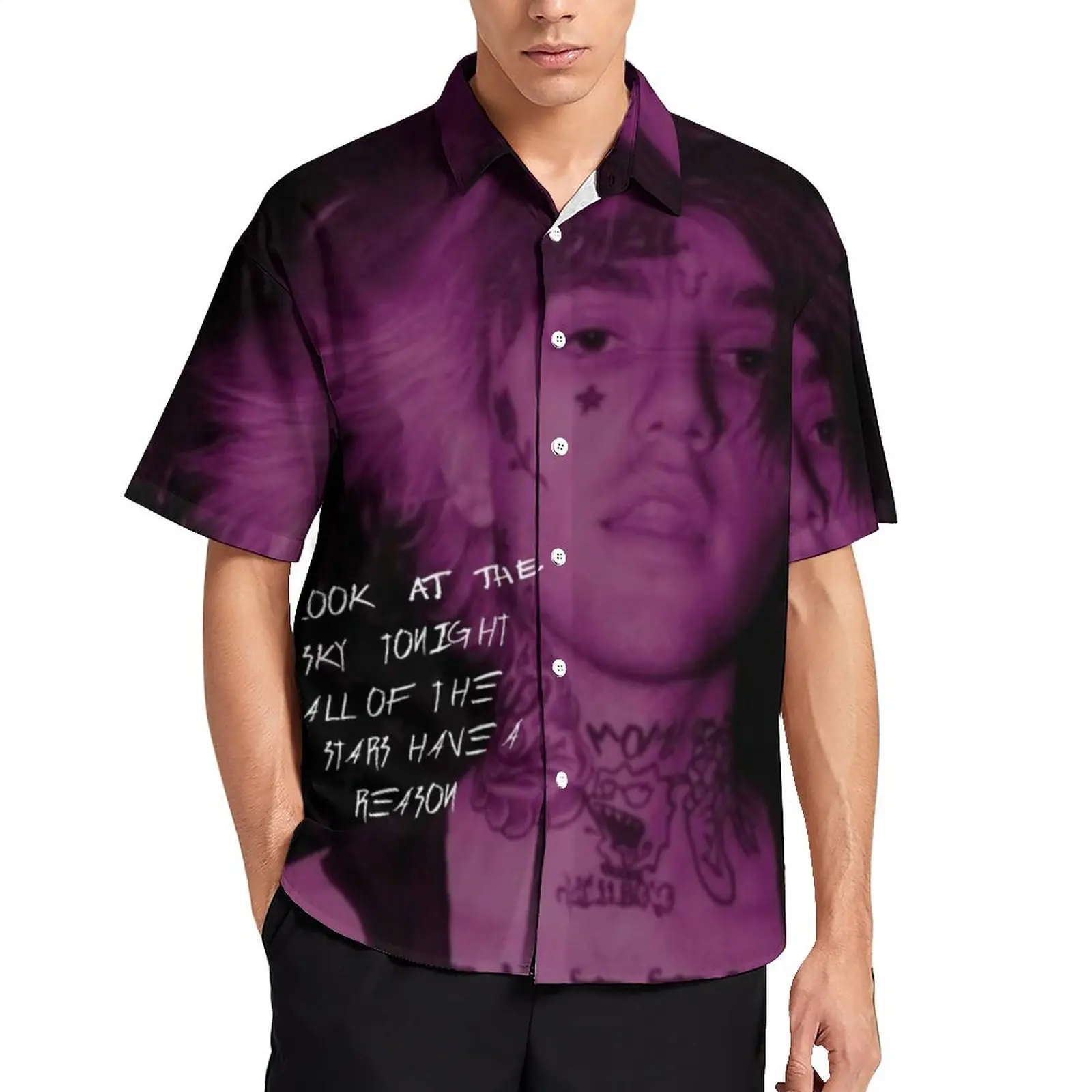 

Lil Peep Star Lyrics Signed Vacation Shirt Music Summer Casual Shirts Man Trendy Blouses Short Sleeve Custom Top Plus Size