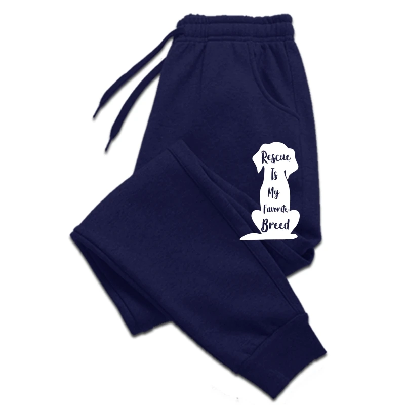 

Funny Rescue Dog Lover Gift Rescue Is My Favorite Breed sweatpants Man pants Men trousers Cheap Cotton Design Printed On Men's