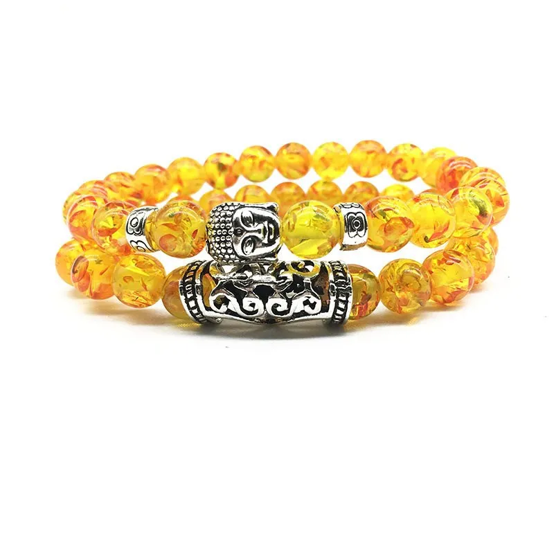 

Popular Bracelet for Men and Women Foreign Trade Jewelry Buddha Head Black Weathered Agate Volcanic Stone Ball Bracelet Set