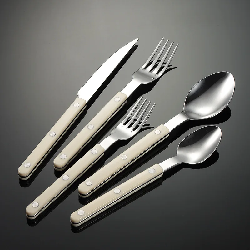 

Creative Stainless Steel Cutlery Set Western Fork Spoon Steak Knife Dinnerware Sets with ABS Handle Tableware Kitchen Utensils