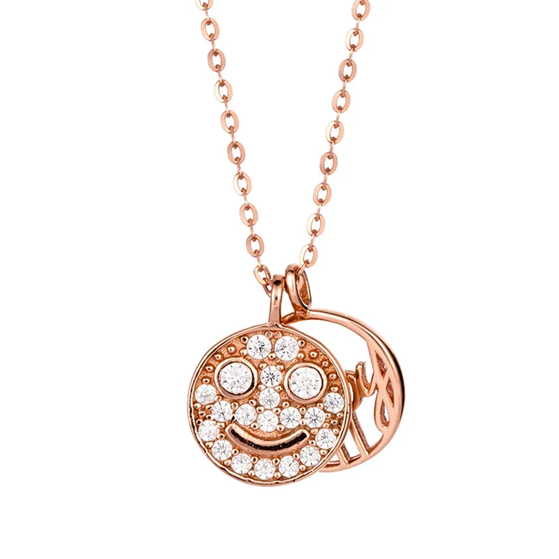 

Jewelry Singapore Simple Small Happy Smiling Face Necklace Women S925 Silver Pendant Fashion Versatile Collar Chain