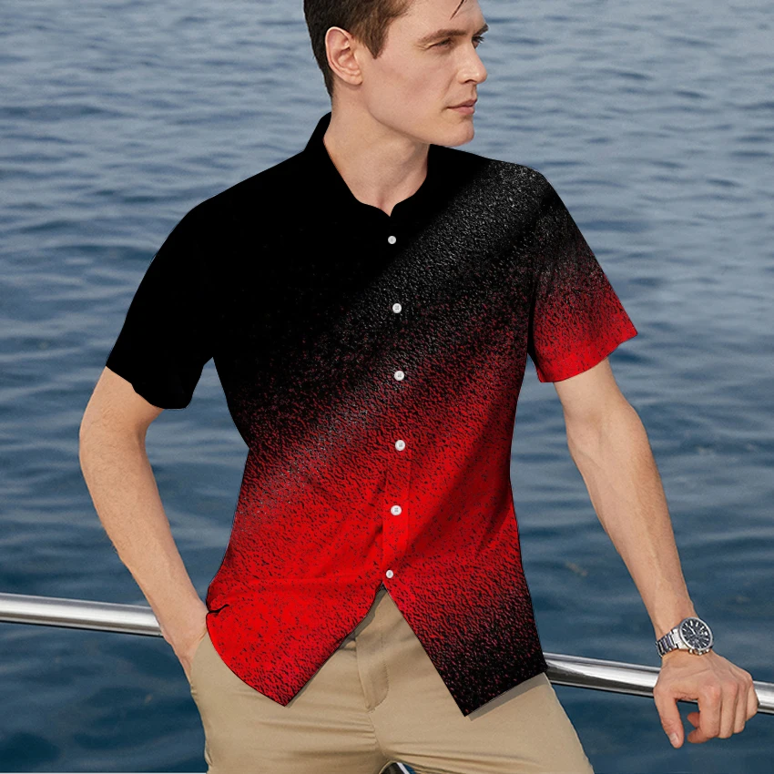 

2023 New Aristocratic Men's Beach Party Top Single-Breasted Casual High-Quality 3D Digital Printed Short-Sleeved Shirt
