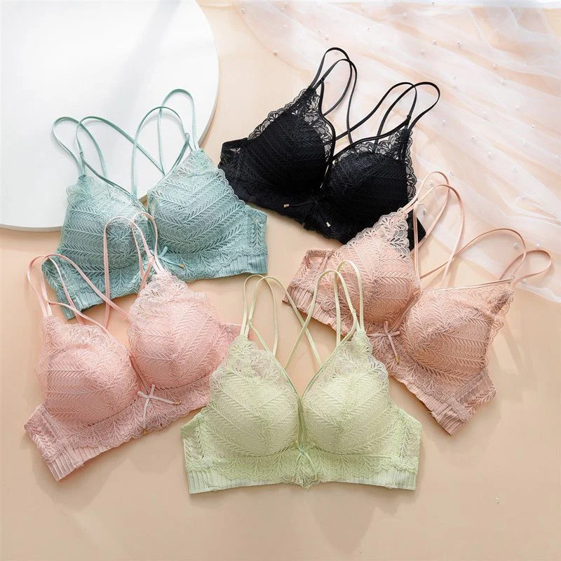 

Sexy Lace Thickened 5cm Super Push-Up Bra Wireless Ladies Underwear Set