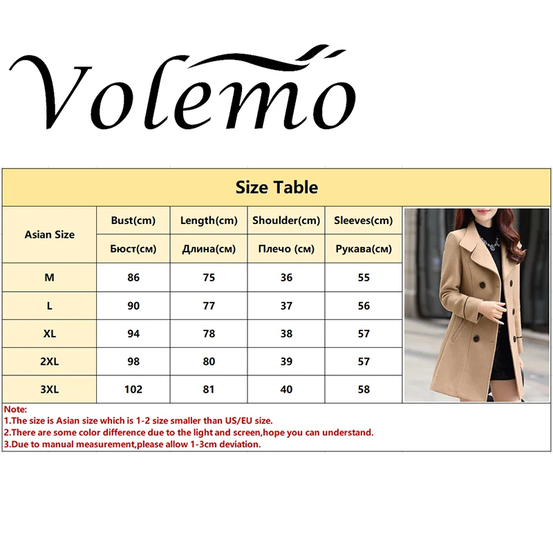 Plus Size Autumn Winter Jacket Womens Double Breasted Solid Color Coat Korean Slim Female Woolen Jacket Womens images - 6