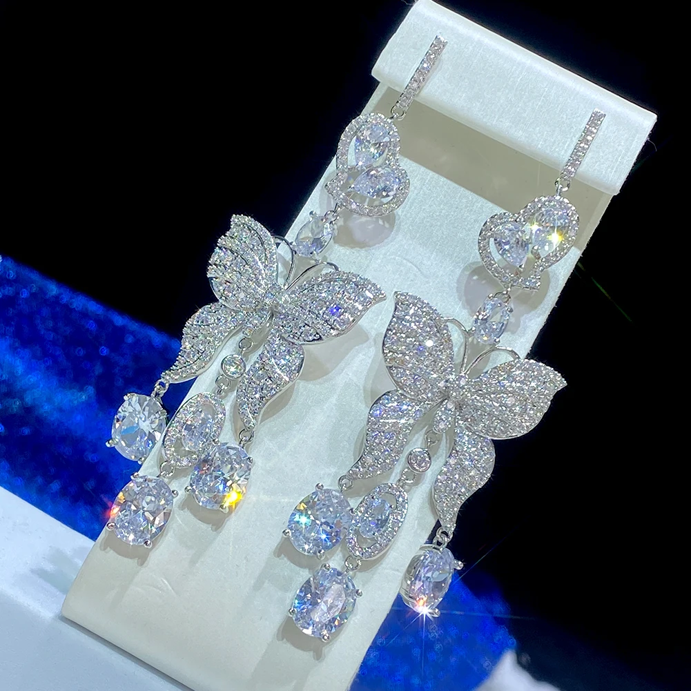 Роскошные Длинные серьги-бабочки с кисточками модные золотистые и Серебристые