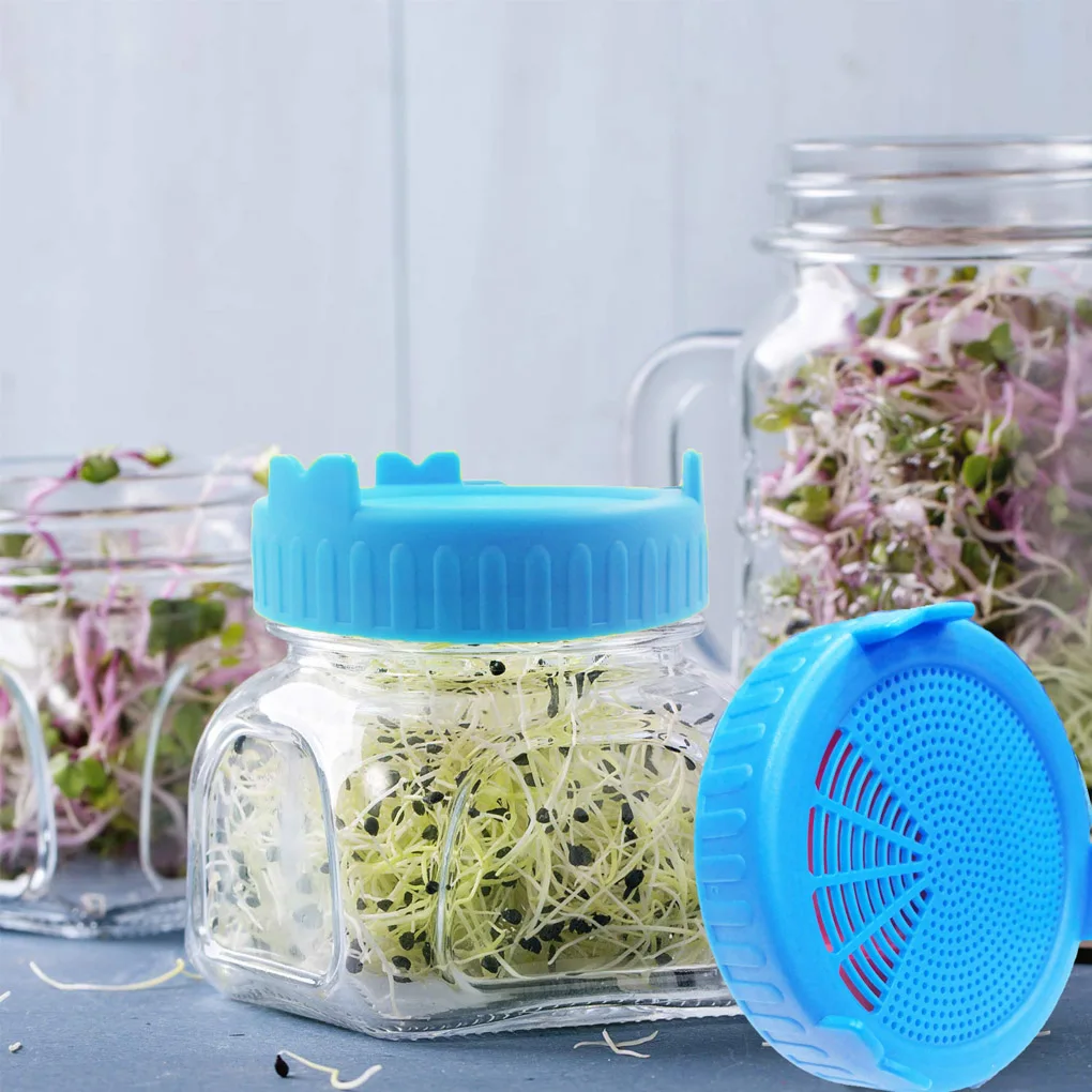 

2pcs Grow Bean Sprouts Alfalfa Salad Sprouts Lids Plastic Jar Seed Sprouting Planting Lids