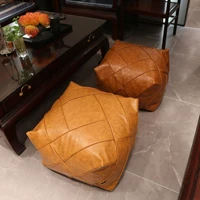 moroccan pu leather pouf embroider craft hassock ottoman footstool square large 5238cm artificial leather unstuffed cushion