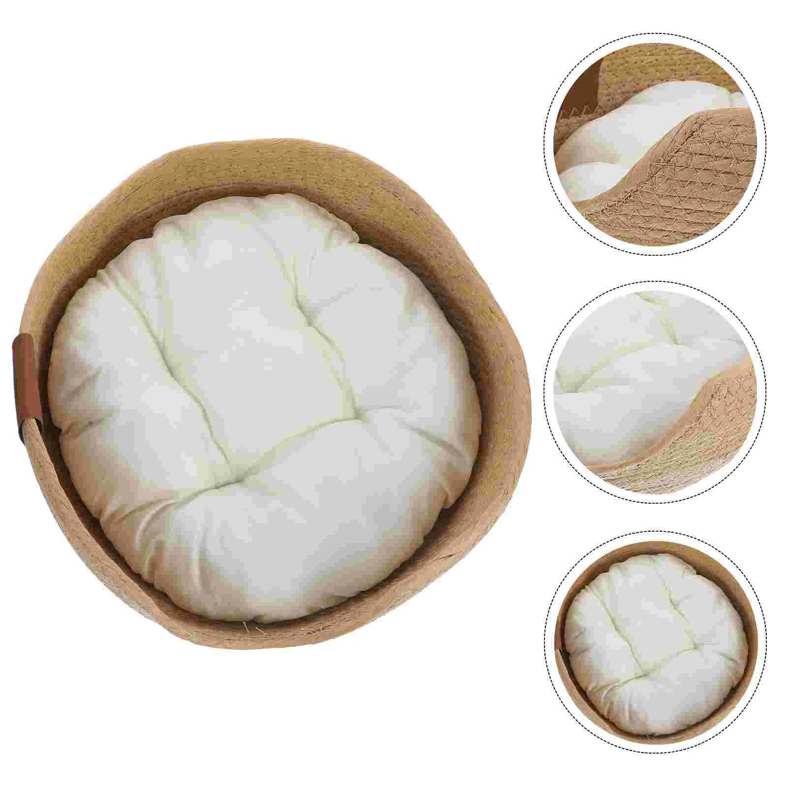 

Machine Washable Straw Nest Pet Beds Small Dogs Cat Rope Cattail Grass Sleeping