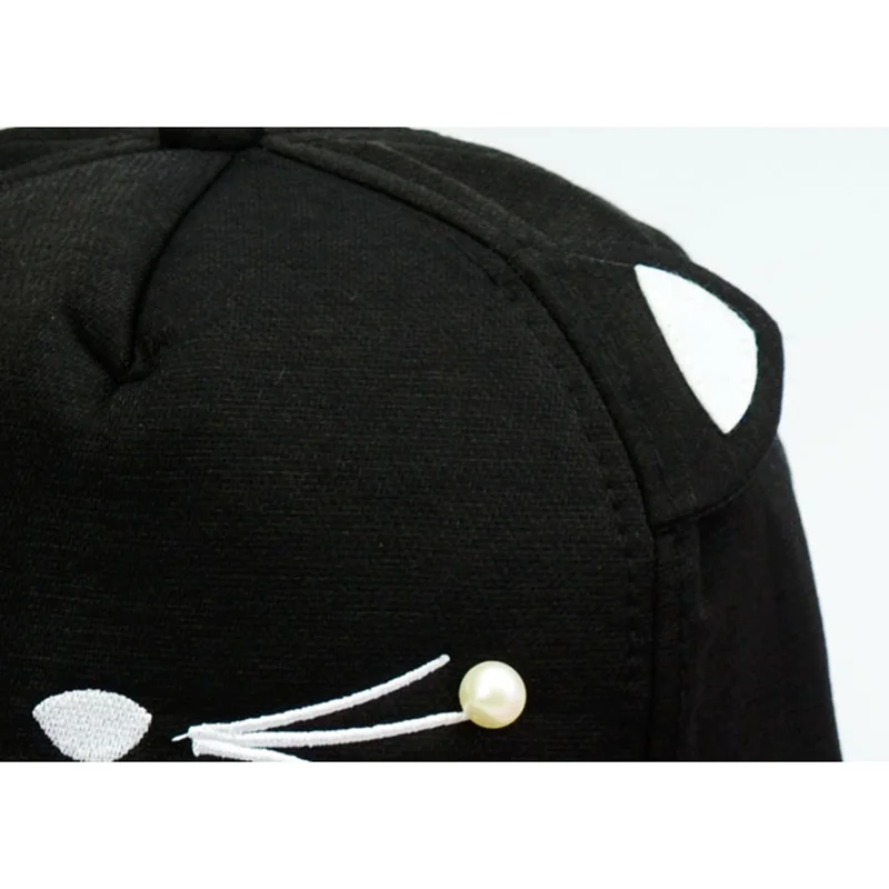 Бейсболка с кошачьими ушками для девочек однотонная регулируемая бейсболка